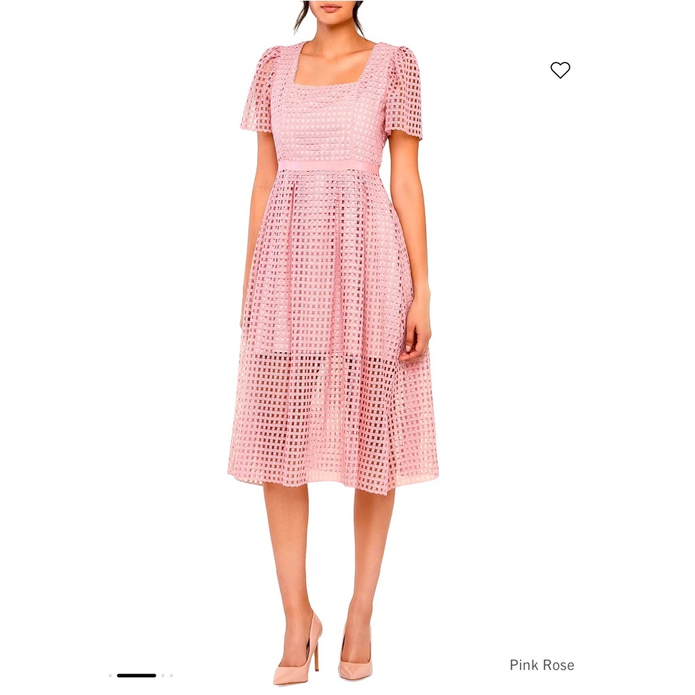 Rachel Parcell Women’s Pink Rose Square Neck Midi Dress size 2 NEW